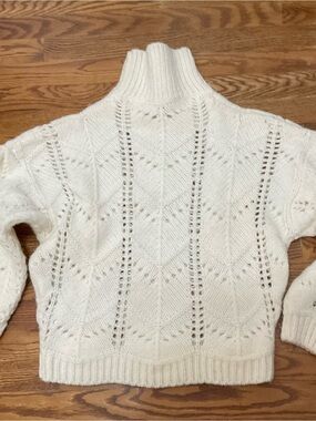 IRO Cream Open-Knit Turtleneck Sweater Chunky Style